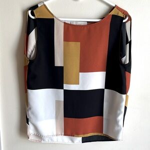 LOFT Geometric Sleeveless Blouse, oversized S